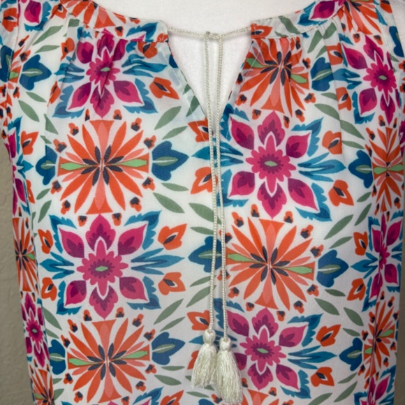 Gap Multi-Color Floral Print Sleeveless Tassel Tie Top Women's Size Medium - Picture 7 of 10